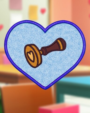 Merge Academy Blue Heart-Shaped Seal Badge