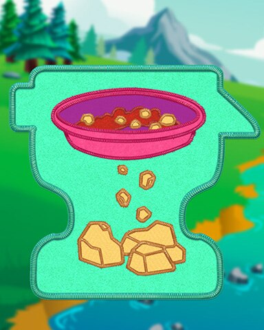 Pogo Matching Moments Green Gold Panning Badge