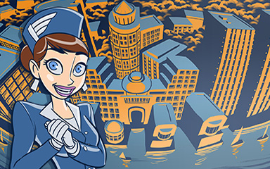 Jet Set Solitaire Boston Coach Badge