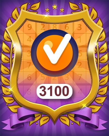 Pogo Daily Sudoku Medium 3100 Puzzles Badge
