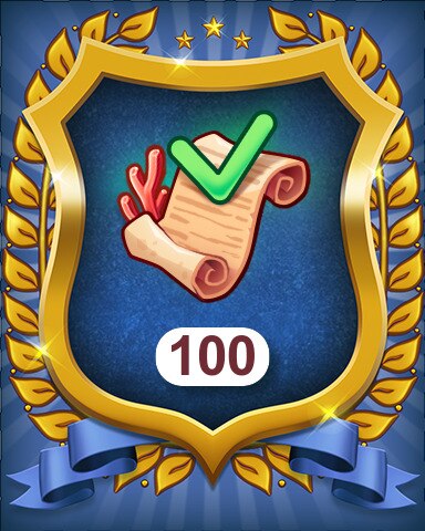 Merge Academy Coral Secrets orders 100 Badge