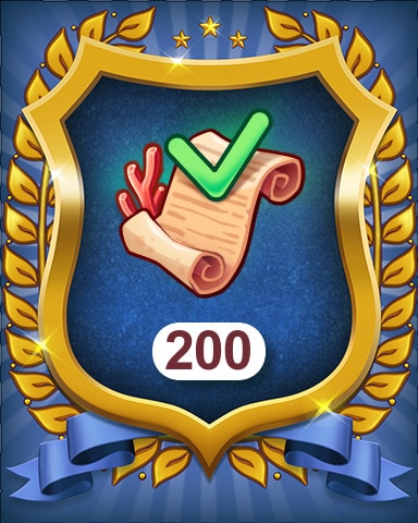 Pogo Merge Academy Complete 200 Coral Secrets orders Badge