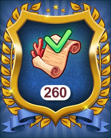 Pogo Merge Academy Complete 260 Coral Secrets orders Badge