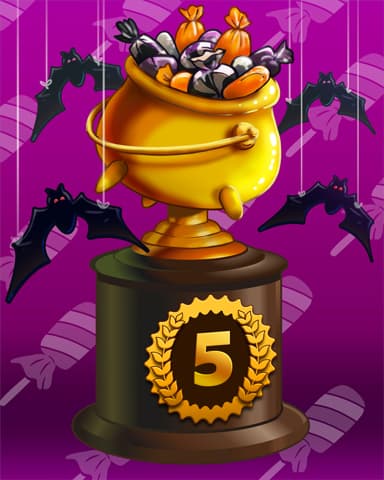 Candy Cauldron Lap 5 Badge - Poppit! Bingo