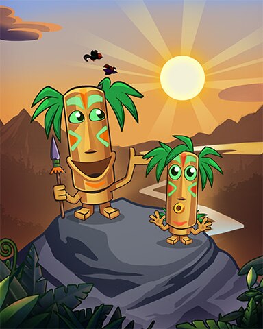 Jungle Gin HD Tiki and Tiki Kid Sunset Badge
