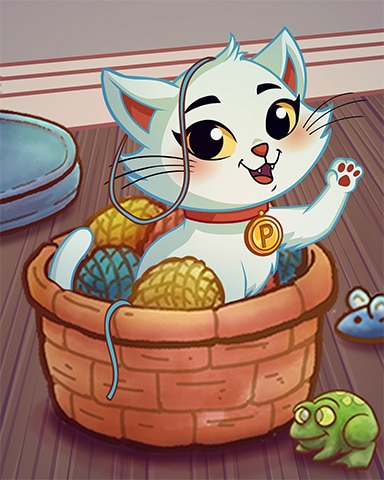 Pogo Lucky Cat Bingo Wool Basket Badge