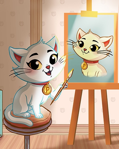 Lucky Cat Bingo Cat Self Portrait Badge