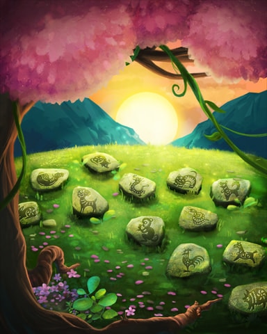 Sunset Stone Reflections Badge - Mahjong Garden HD