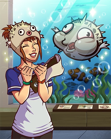 Quinn's Aquarium Puffer Fish Hat Badge