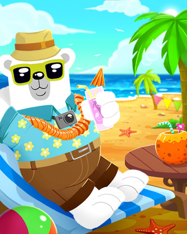 Snowbird Solitaire Beach Bum Bear Badge