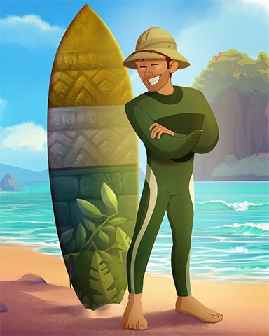 Pogo Tex in the Surfing Competition Badge