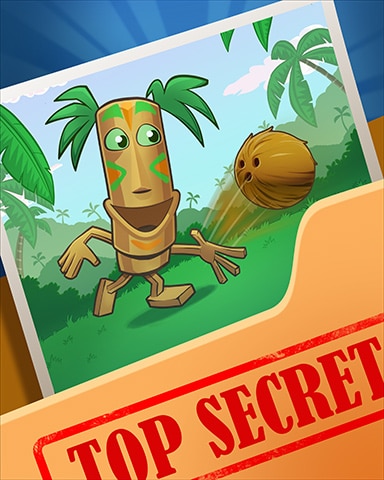 Tiki Chasing Coconut Top Secret Badge