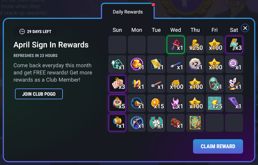 Free Sign In Rewards for April 2026