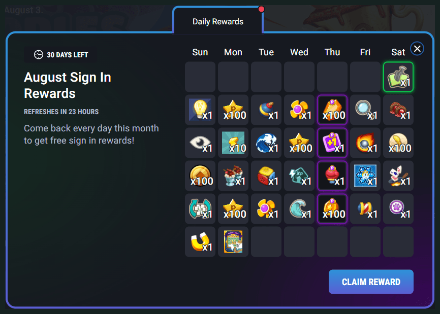 Free Sign In Rewards for August 2026