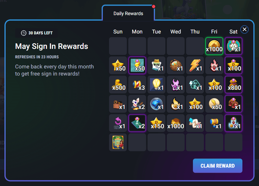 Free Sign In Rewards for May 2026